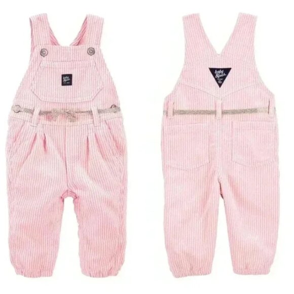 Baby B'gosh Pink and White stripe knit overalls size 24 m - Picture 1 of 10